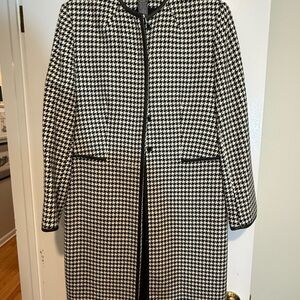 Kate Hill Black & White Houndstooth Long Coat